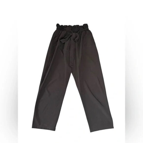 ALBION Women’s Bow Belt Capri Pants High Rise Paperbag Waist Black size M - Picture 7 of 9